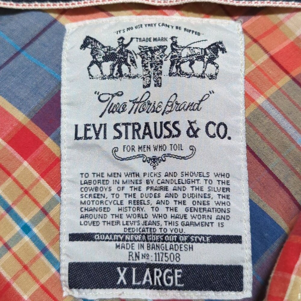 Levi's Strauss & Co. Men's Plaid Long Sleeve Button-Up vintage Shirt X Large - Picture 9 of 15